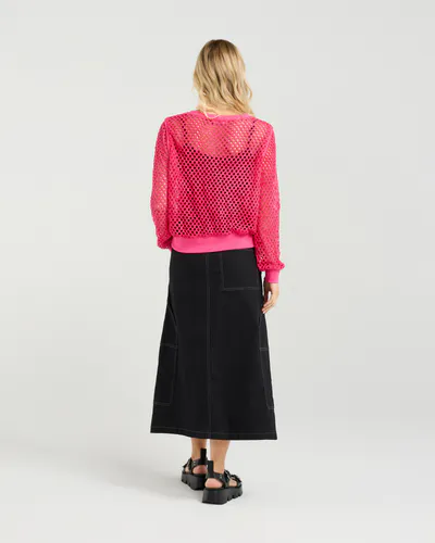 Model wearing Flamingo Cleo Knit By Et Alia Available at Beetees Nelson
